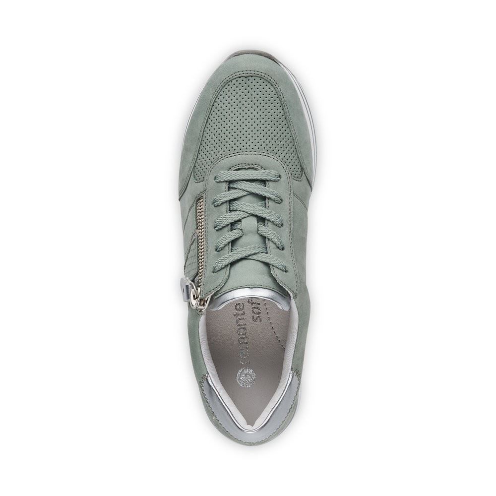 Remonte Sneaker Schnürer Reißverschluss Leder grün softfoam D1310-52 