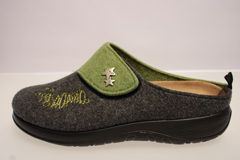 Fly Flot Hausschuh Hauspantolette grau kombi 863917 40 | verde | 