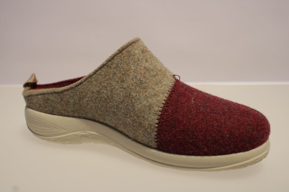 Fly Flot Hausschuhe Hauspantolette rot/grau 863812 