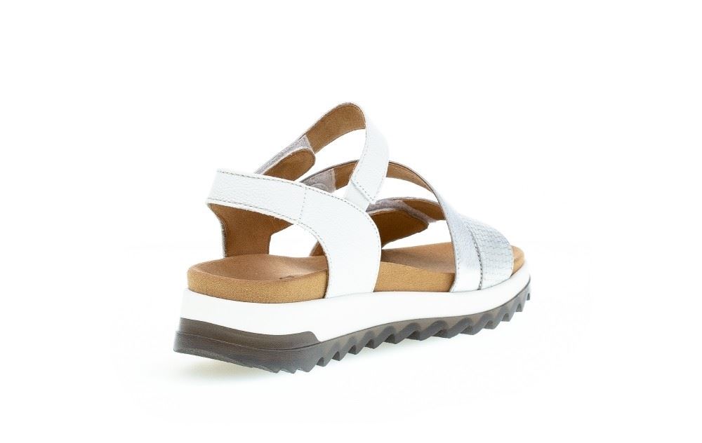 Gabor Sandale 3fach Klett Leder silber 66.742.60 4,5 | silber/weiss | G