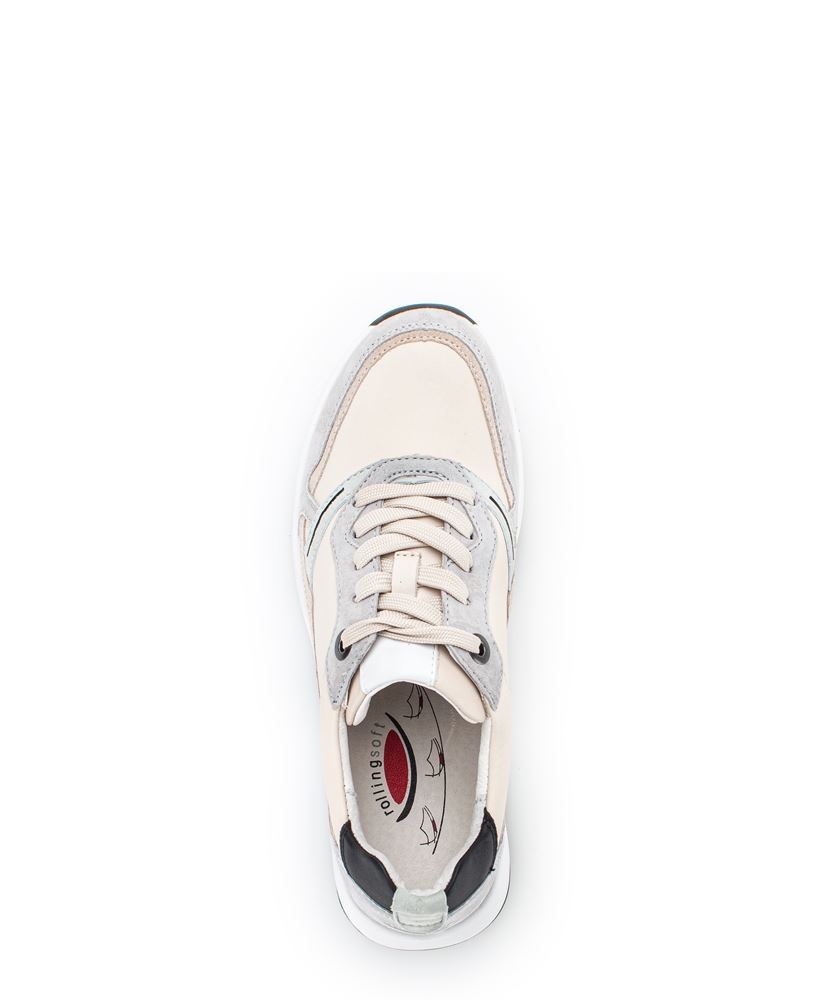 Gabor rollingsoft Damen Sneaker low Leder Wechselfußbett multicolour beige S13 26.956.60 