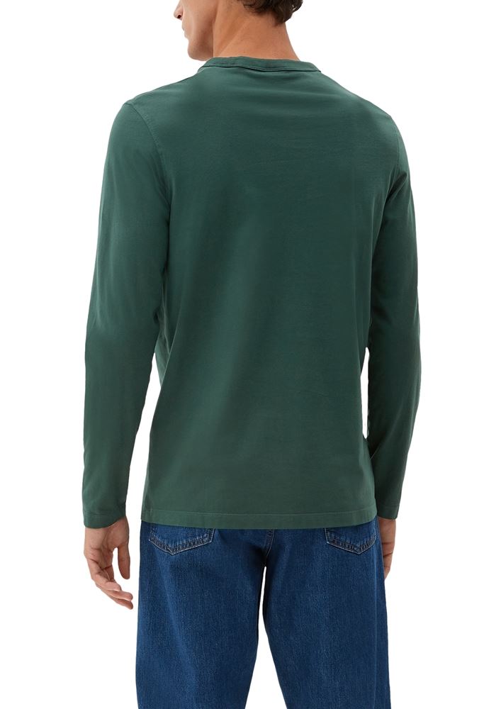 s.Oliver Herren Longsleeve Brusttasche Rundhalsausschnitt rot, grün S22 2119204 