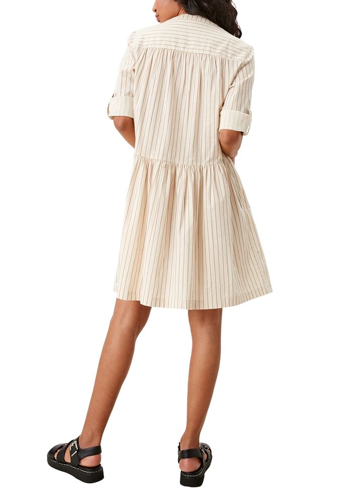 QS designed by Blusenkleid gestreift beige, blau S12  2112953 42 | 80G2 beige stri | 