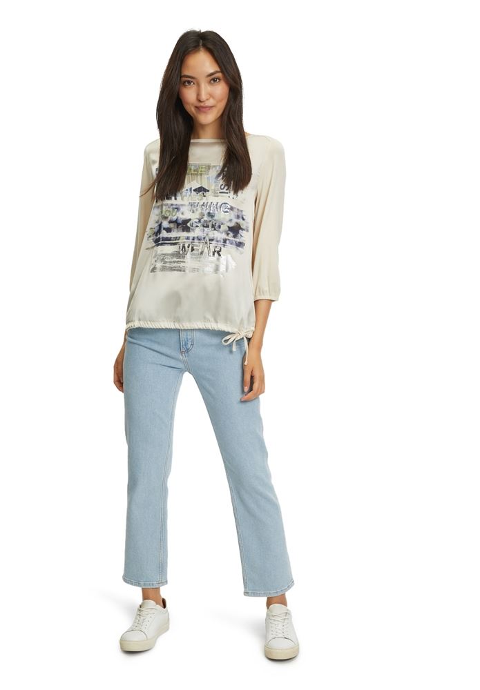 Betty Barclay Blusenshirt 3/4Arm Frontprint beige S22 24581066 
