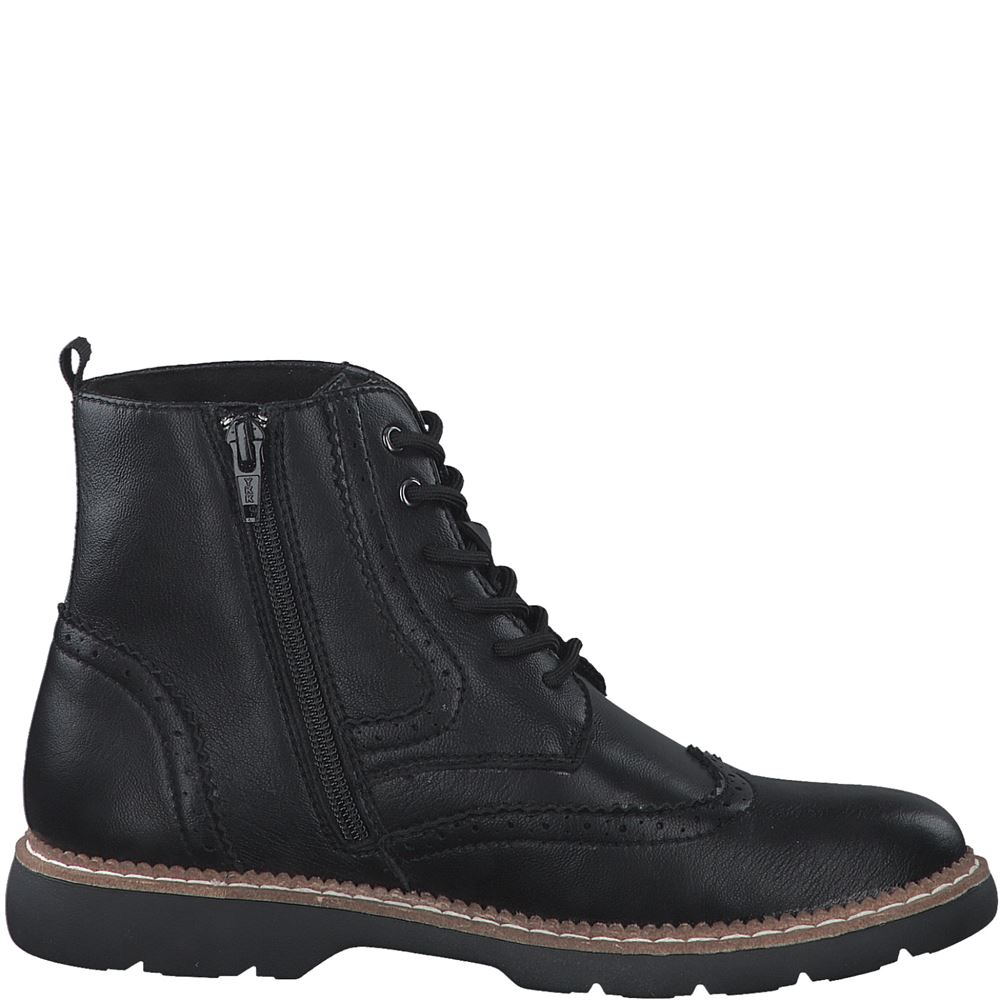 s.Oliver Schnürboots Lackoptik Brogue - Style blau, schwarz S22 5-5-25465-39 40 | 001 BLACK | 