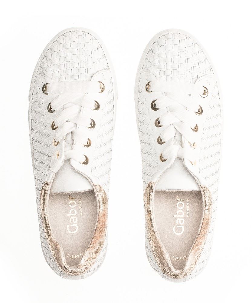 Gabor Sneaker low Leder Flechtoptik Golddetails Wechselfußbett weiß S12 86.499.50 7 | weiss/beige (go | G