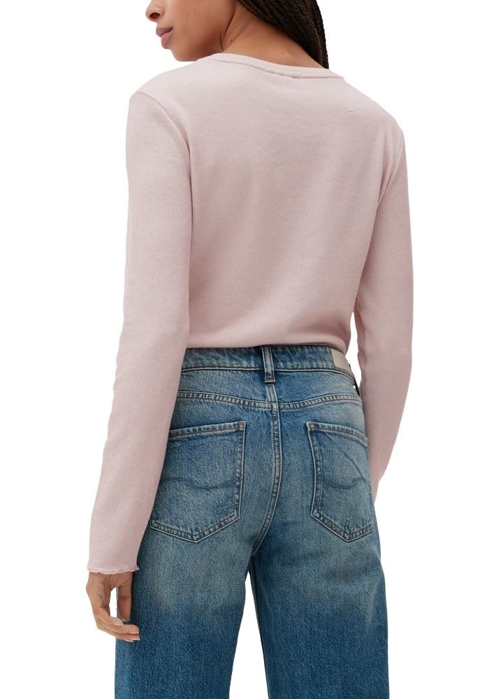QS designed by Longsleeve mit Rippstruktur rosa, lila S13 2126088 