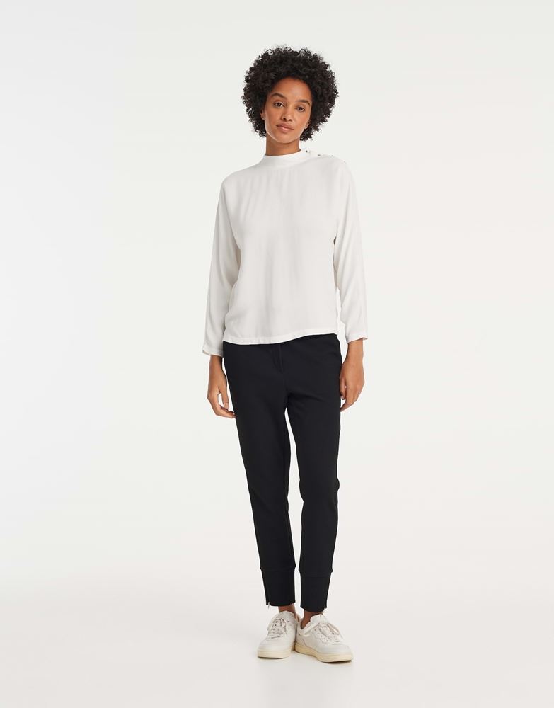 OPUS Shirt Selse Stehkragen Fledermausärmel Druckknöpfe weiß S13 10094310750147 