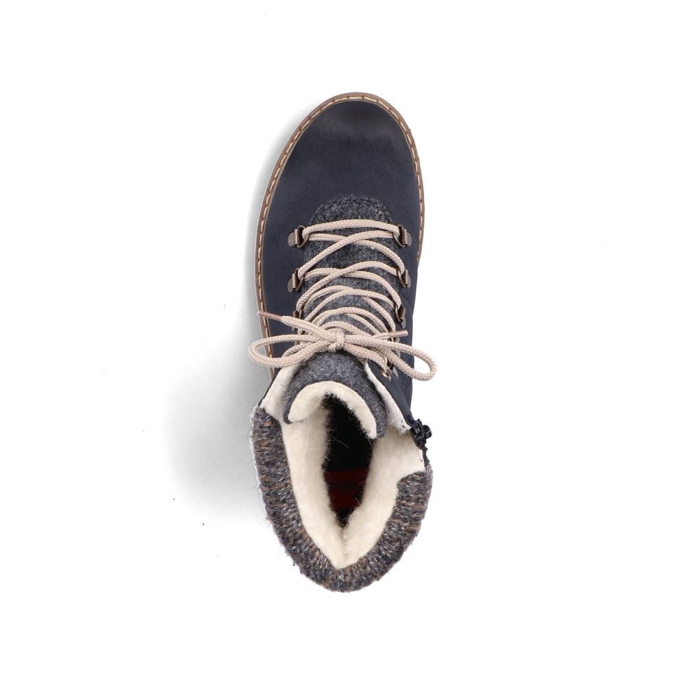 Rieker Antistress Schnürstiefel Boots Lammwolle TEX-Membran  blau S21  Y9131-14 41 | pazifik/anthraz | F