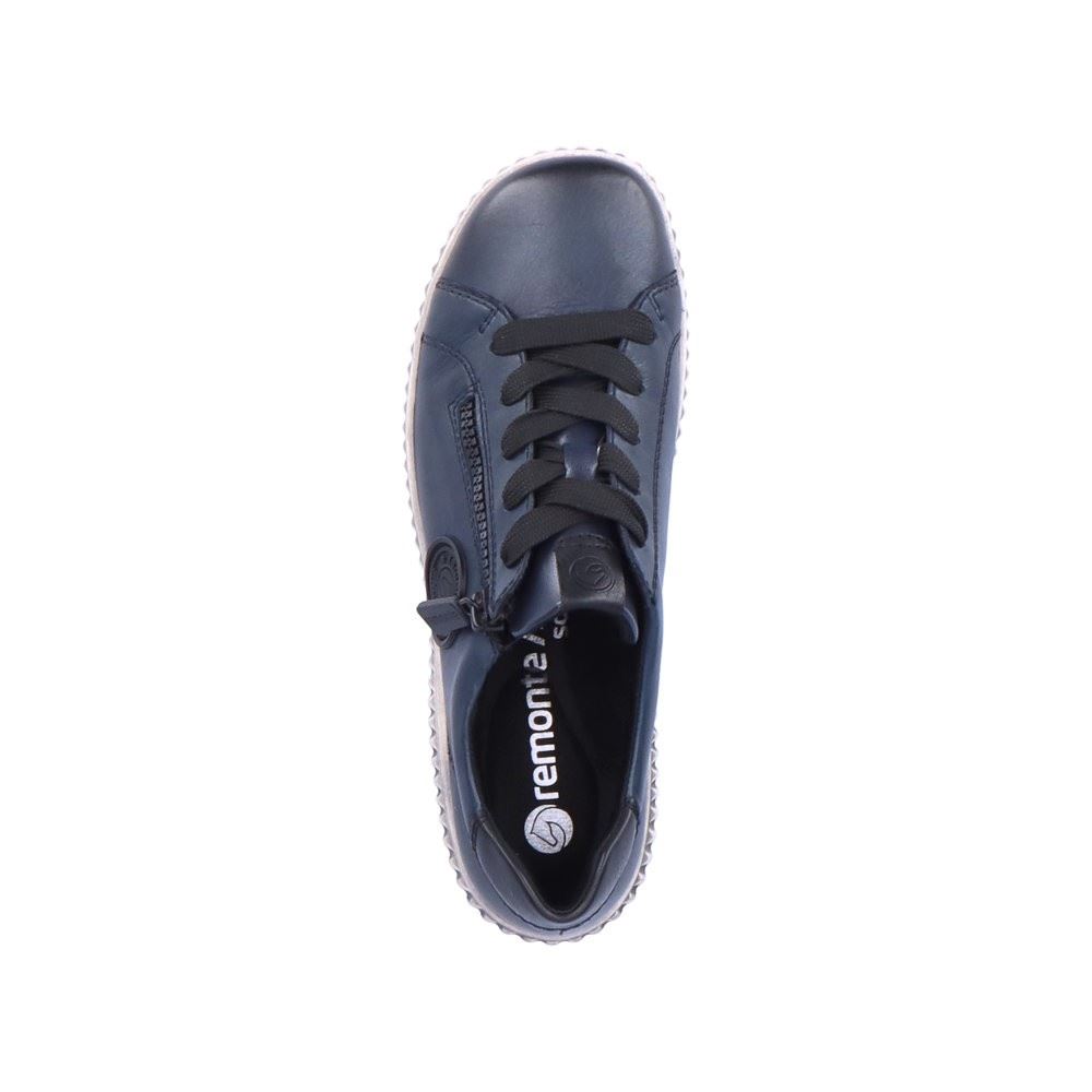 Remonte Damen Schnürschuh Sneaker Leder Wechselfußbett blau S22 R8201-14 37 | pazifik/schwarz | G