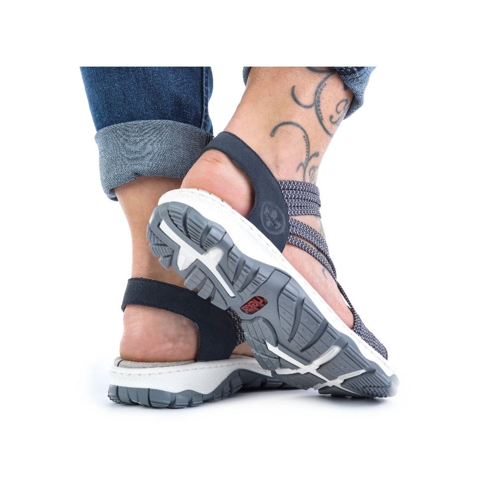 Rieker Damen Trekkingsandale 68888-14 39 | pazifik-weiss/p | E