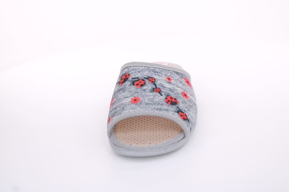 s`knöpfli Damen Pantolette Marienkäfer- Motiv grau S13 Z28649 