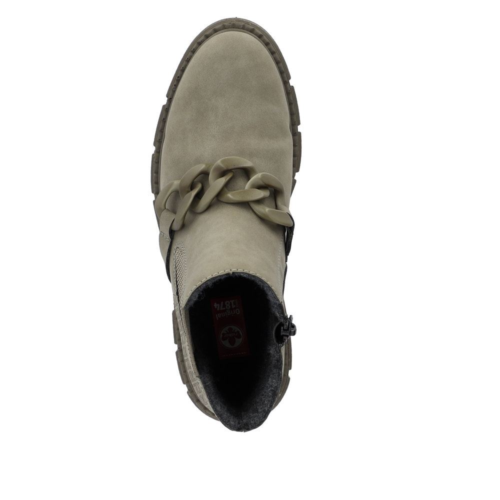 Rieker Antistress Damen Chelsea- Boots Kettendetail grün S23 M3873-52 
