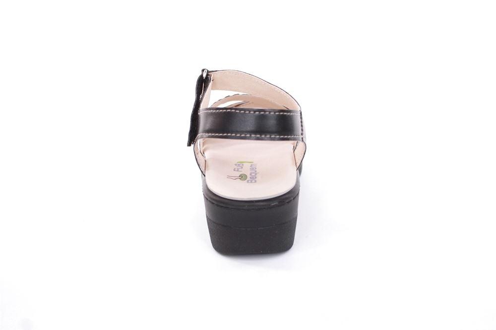 Fußbequem Damen Sandale Leder Wechselfußbett Klettverschluss schwarz S13 10301 