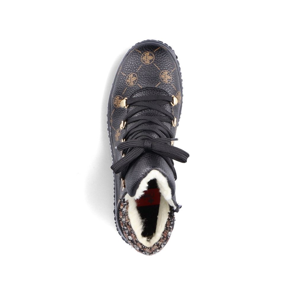 Rieker Antistress Schnürboot Schnürschuh Logo- Print schwarz  S21 Z4235-00 37 | schwarz/terra | E