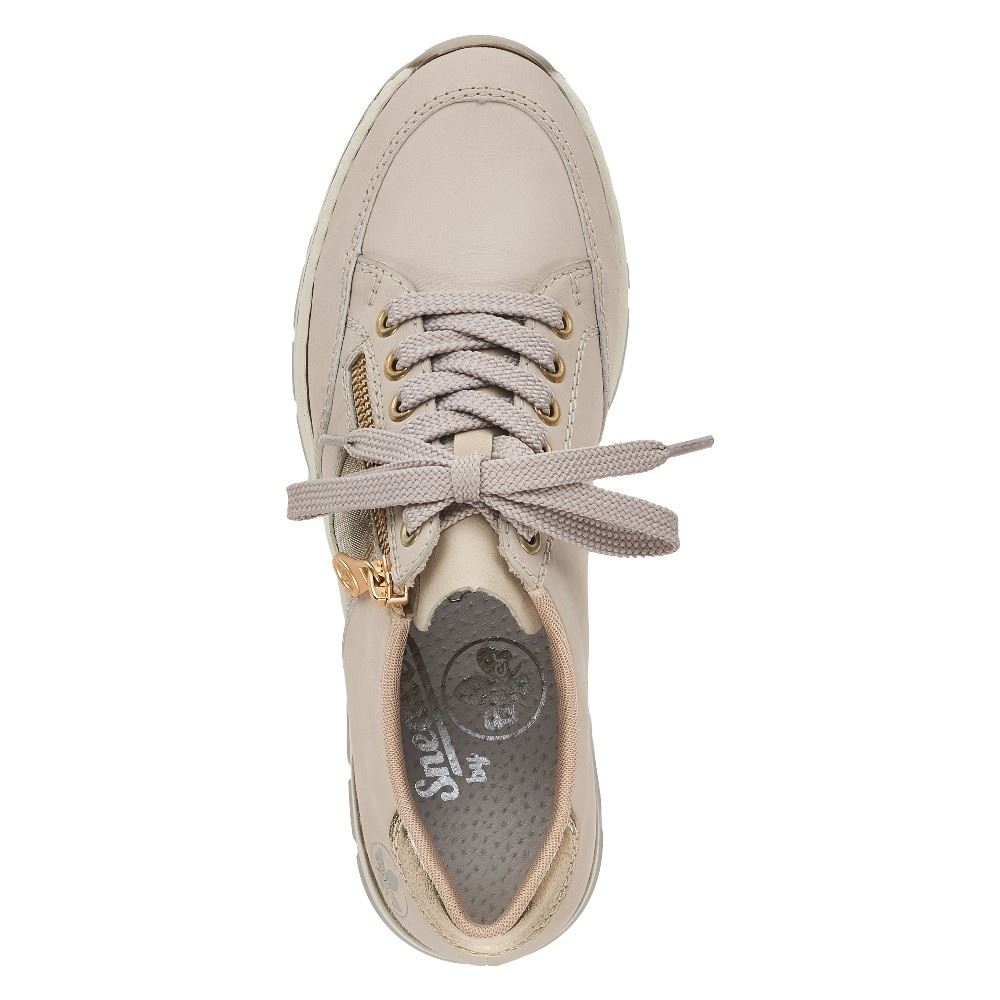 Rieker Antistress Damen Sneaker Keilabsatz Reißverschluss Leder  beige S12 N8322-60 