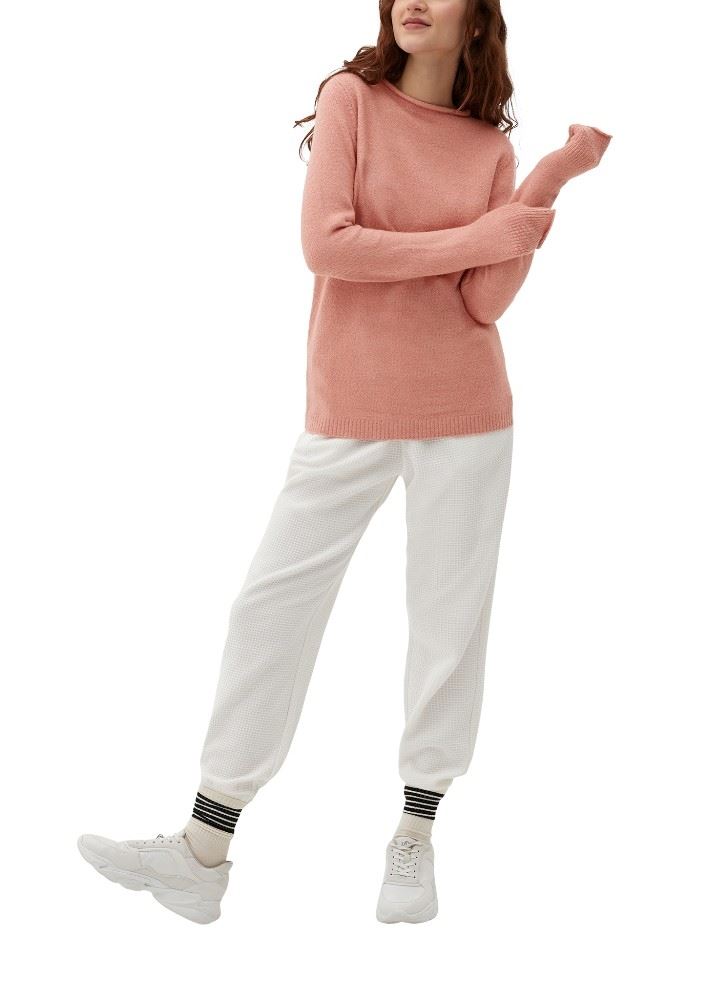 QS designed by Pullover mit Rollsäumen weiß, orange, grau S22  2124387 XL | 02W0 WHITE | 