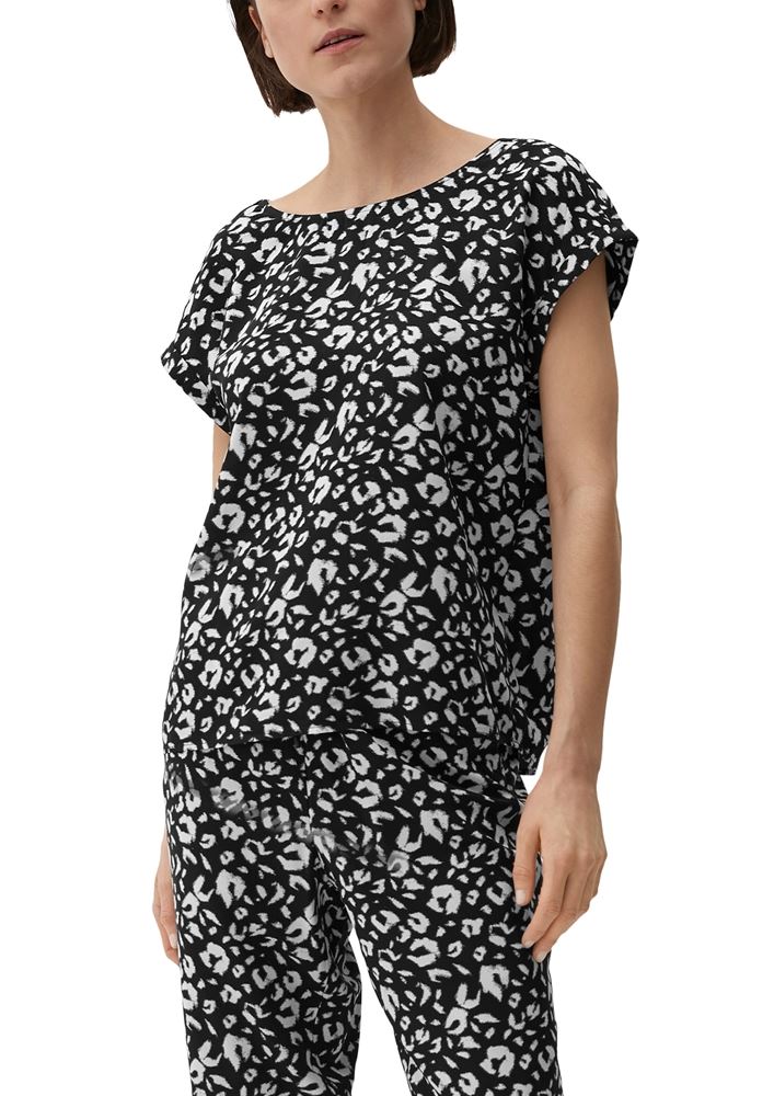s.Oliver Viskosebluse mit Rückenausschnitt schwarz, weiß S13  2132617 