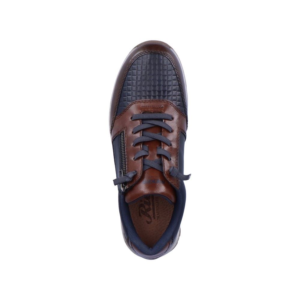Rieker Antistress Herren Schnürhalbschuh Sneaker Leder Reißverschluss blau S22 15163-14 