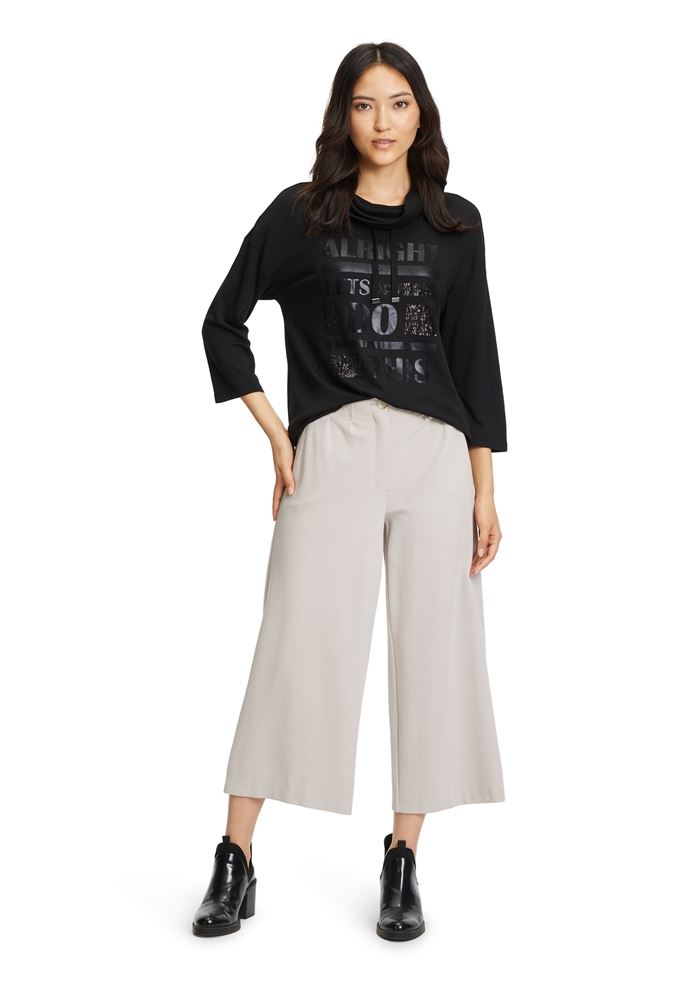 Betty Barclay Sweatshirt 3/4 Arm Statement Druck Rollkragen schwarz S22 25371216 