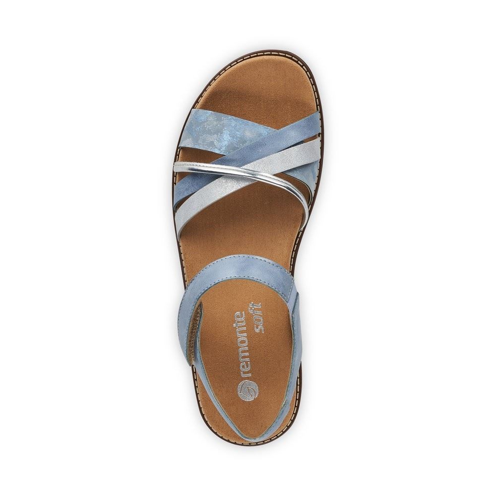 Remonte Sandale Metallic Klettverschluss blau silber D2058-12 40 | heaven/argento/ | F