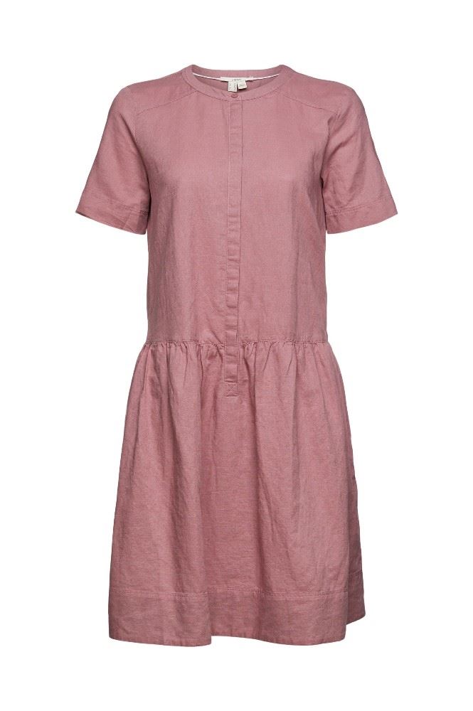 ESPRIT Kleid mit Knopfleiste aus Leinen-Mix 042EE1E315 36 | E640 CORAL RED | 