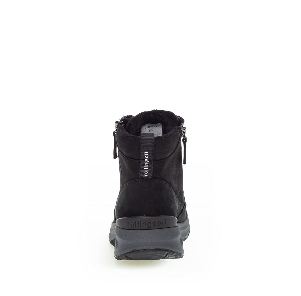 Gabor rollingsoft Schnürstiefelette Schnürschuh Rauleder OPTIFIT-Wechselfußbett  schwarz S22 96.888.47 5,5 | schwarz (Flausc | 