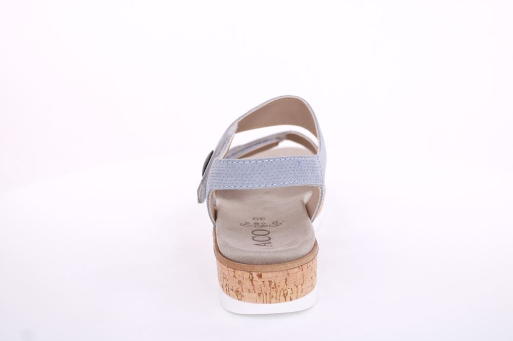 Aco Sandalette Mia 24 Leder Klettverschluss Wechselfußbett  blau S13  545/8194 