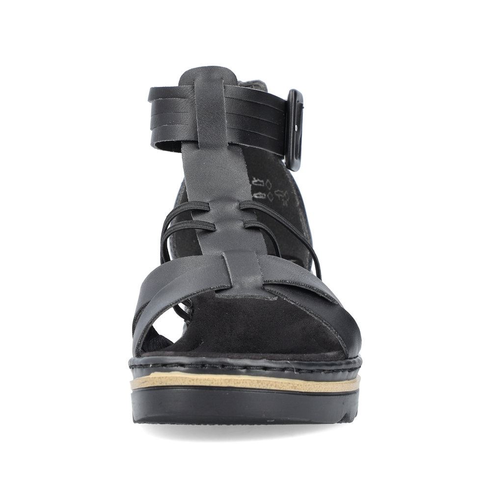 Rieker Damen Keilsandaletten asphaltschwarz S13 67480-01 