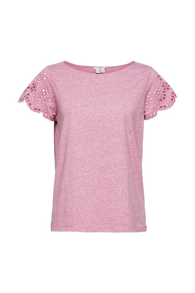 ESPRIT Recycelt T-Shirt mit Lochstickerei 042EE1K340 