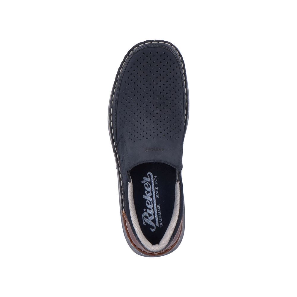 Rieker Antistress Herren Slipper Lochmuster Extraweite- H blau S13 03079-14 