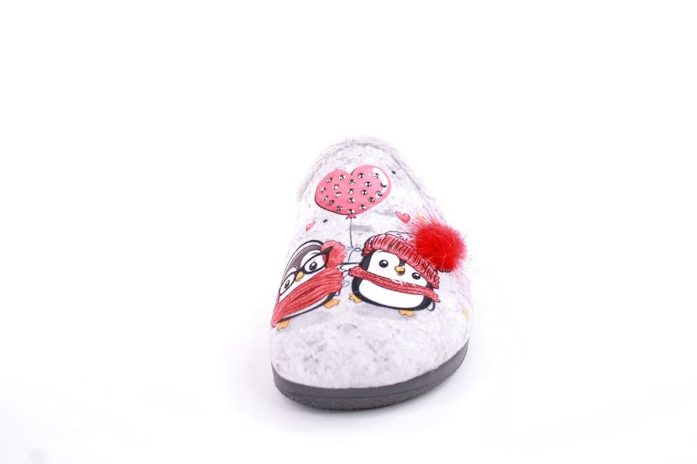 s`knöpfli Damen Hausschuh Pantolette Pinguinmotiv Applikationen grau S22 X28306 40 | terpel gris | 