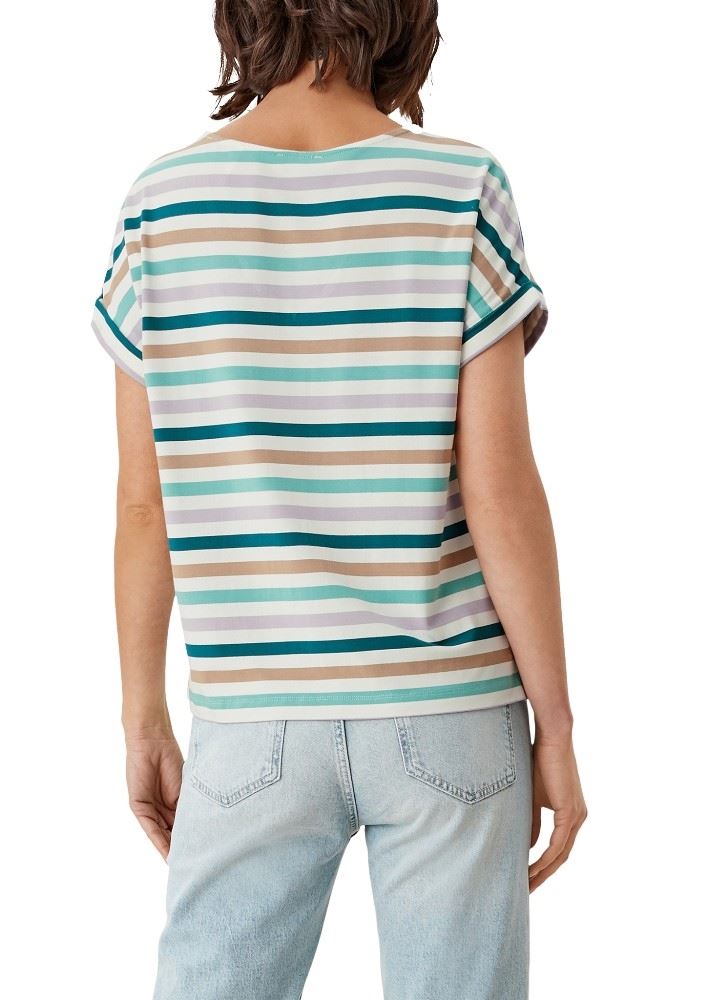 s.Oliver Damen Shirt Viskose gestreift weiß S12 2114337 