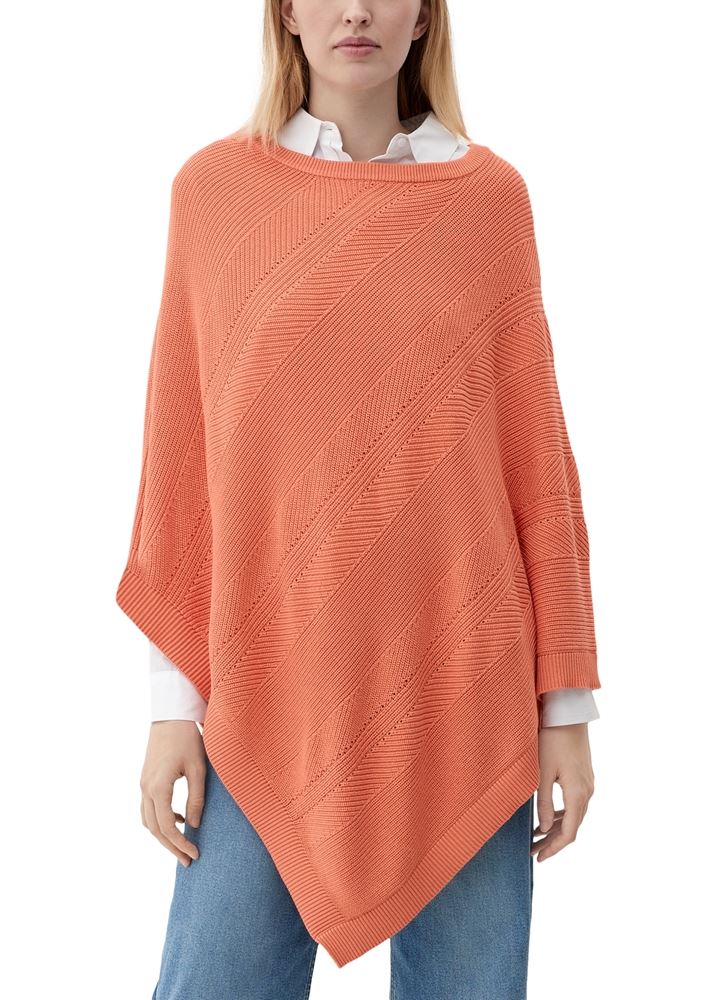 s.Oliver Strickponcho aus Viskosemix weiß, blau, orange S13  2128002 
