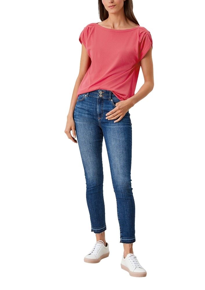 s.Oliver T - Shirt mit Faltendetail U - Boot - Ausschnitt Raffung uni S12 2115756 