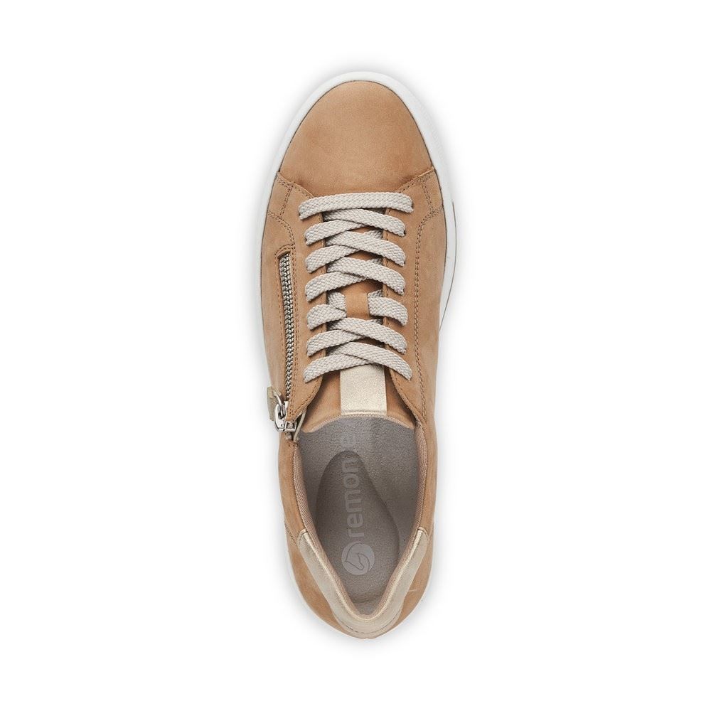 Remonte Schnürhalbschuh Sneaker Leder Reißverschluss sand beige softfoam D0903-60 39 | sand/muschel | G