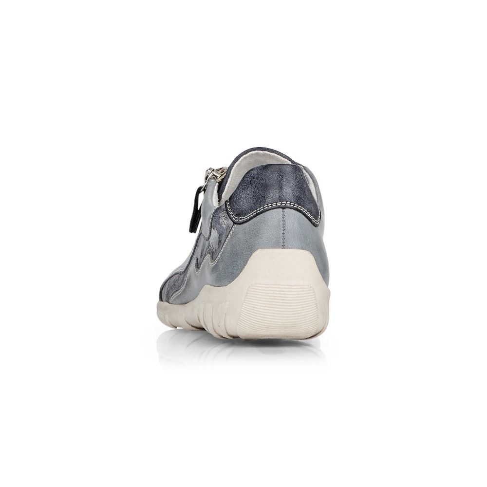 Remonte Sneaker Schnürer Leder Reißverschluss blau kombi R3416-14 