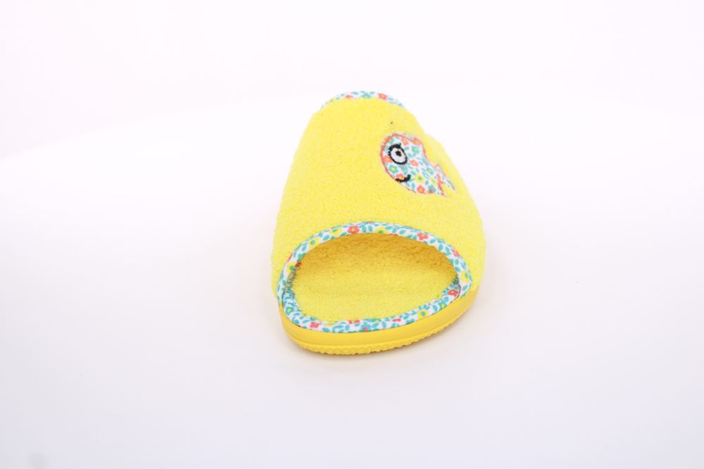 s`knöpfli Damen Pantolette Hausschuh Frottee Fisch- Motiv gelb S13 X27462 
