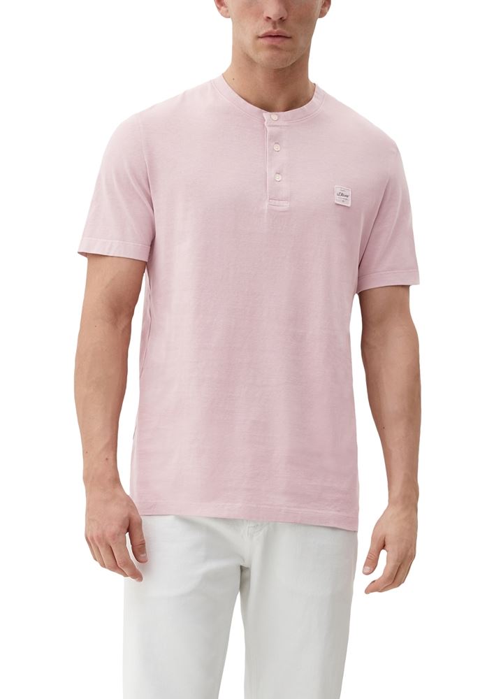 s.Oliver Herren T-Shirt mit Henley-Ausschnitt blau, rosa, weiß S13   2133166 