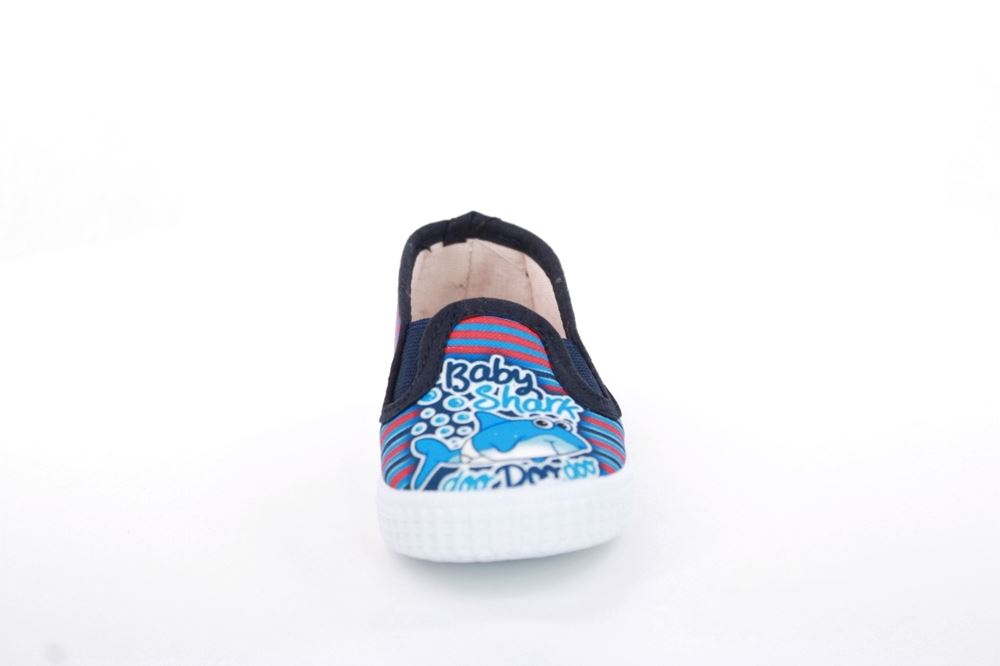 s`knöpfli Kinder Hausschuh Schlupfschuh Hai- Motiv blau S13 V28803 