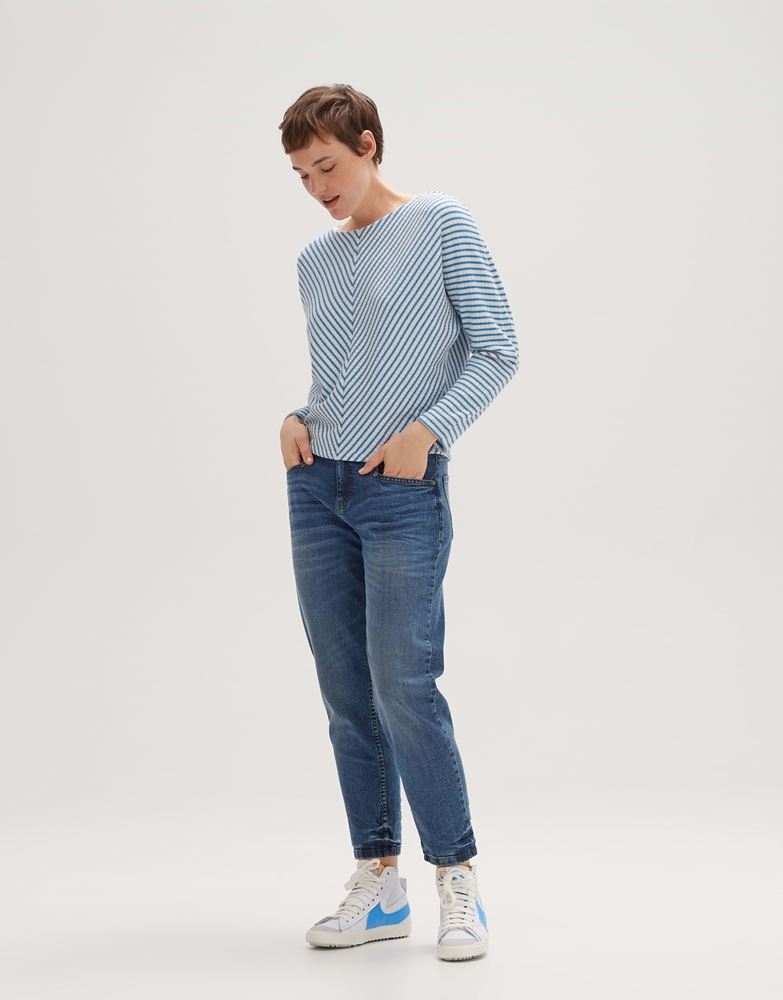 OPUS Sweater Gavna gestreift Fledermausarm Viskosemix blau, schwarz S13 10143611078100 40 | 900 black | 