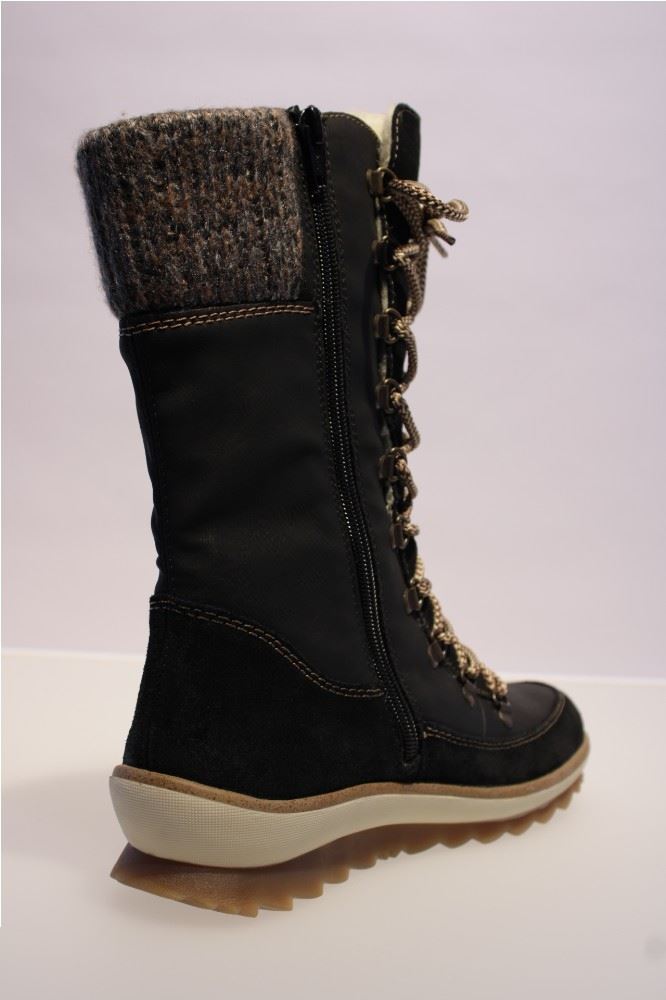 Remonte Stiefel Schnürstiefel Reißverschluss Leder TEX-Membran blau R4371-02 37 | 02 schwarz/nero | 