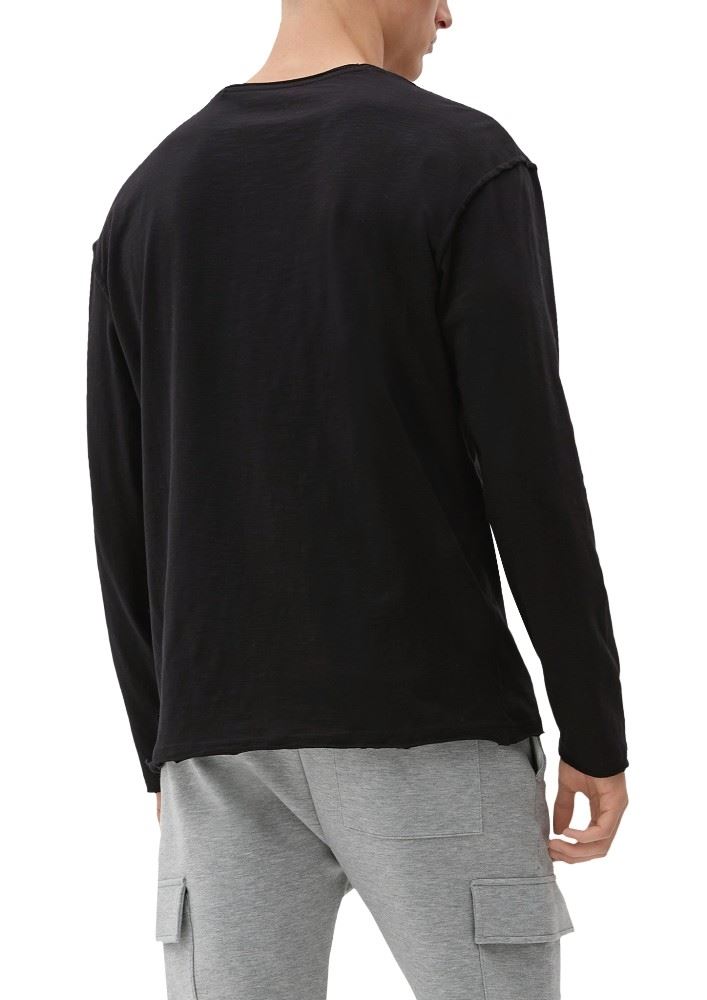 QS designed by Shirt in Flammgarnstruktur braun, schwarz S22  2124127 XS | 8437 BROWN | 