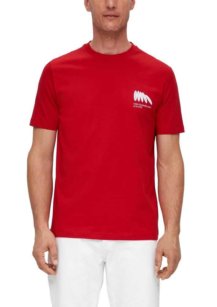 s.Oliver Herren T-Shirt mit Frontprint S13 weiß, rot, blau S13  2131369 