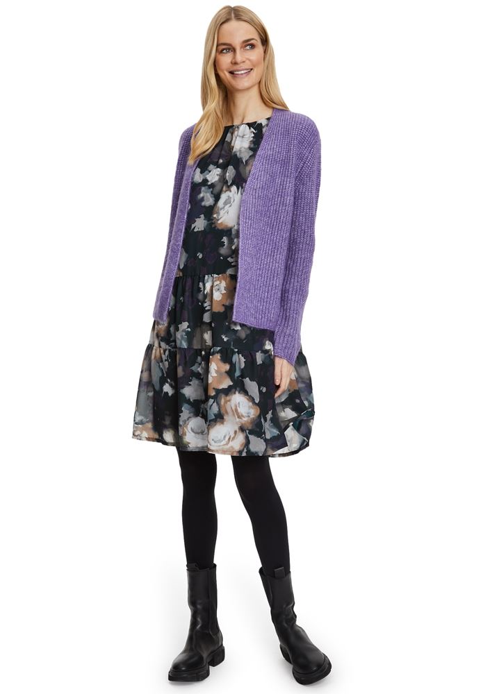 Betty Barclay Chiffonkleid florales Muster Knielang schwarz S22 12331517 38 | 9860 Black/Purp | 