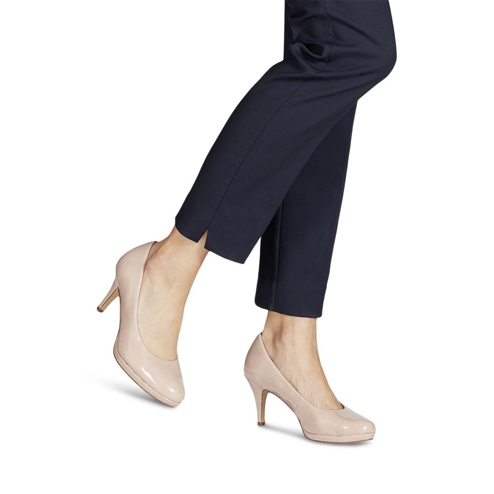 Tamaris Pumps Stiletto- Absatz TOUCHit Fußbett old rose und schwarz S12 1-1-22444-28 