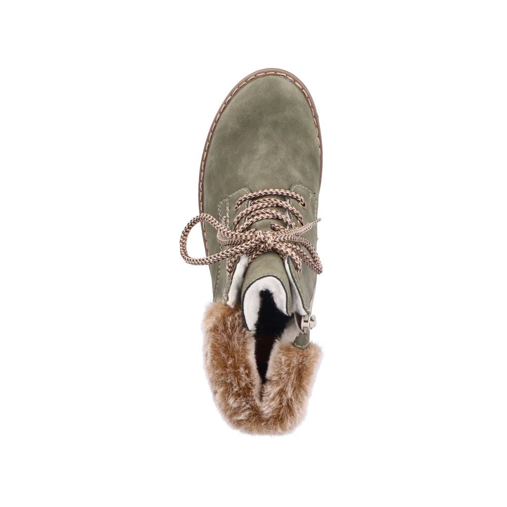 Rieker Antistress Damen Schnürboot Schnürstiefelette TEX- Membran Warmfutter Kunstfell grün S22 Y9100-54 