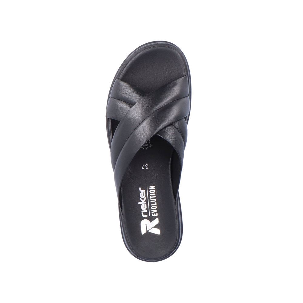 Rieker EVOLUTION Damen Pantolette Leder schwarz S13  W0802-00 