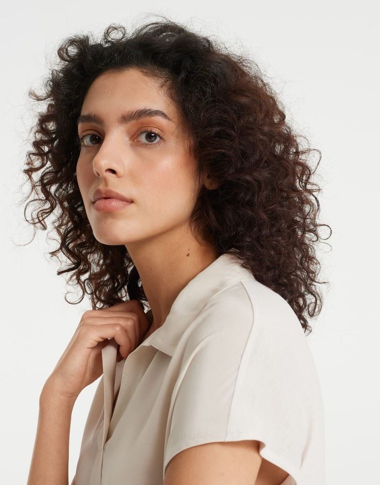 OPUS Shirt Sylvaino Blusenkragen beige grün S12  1003899206100 