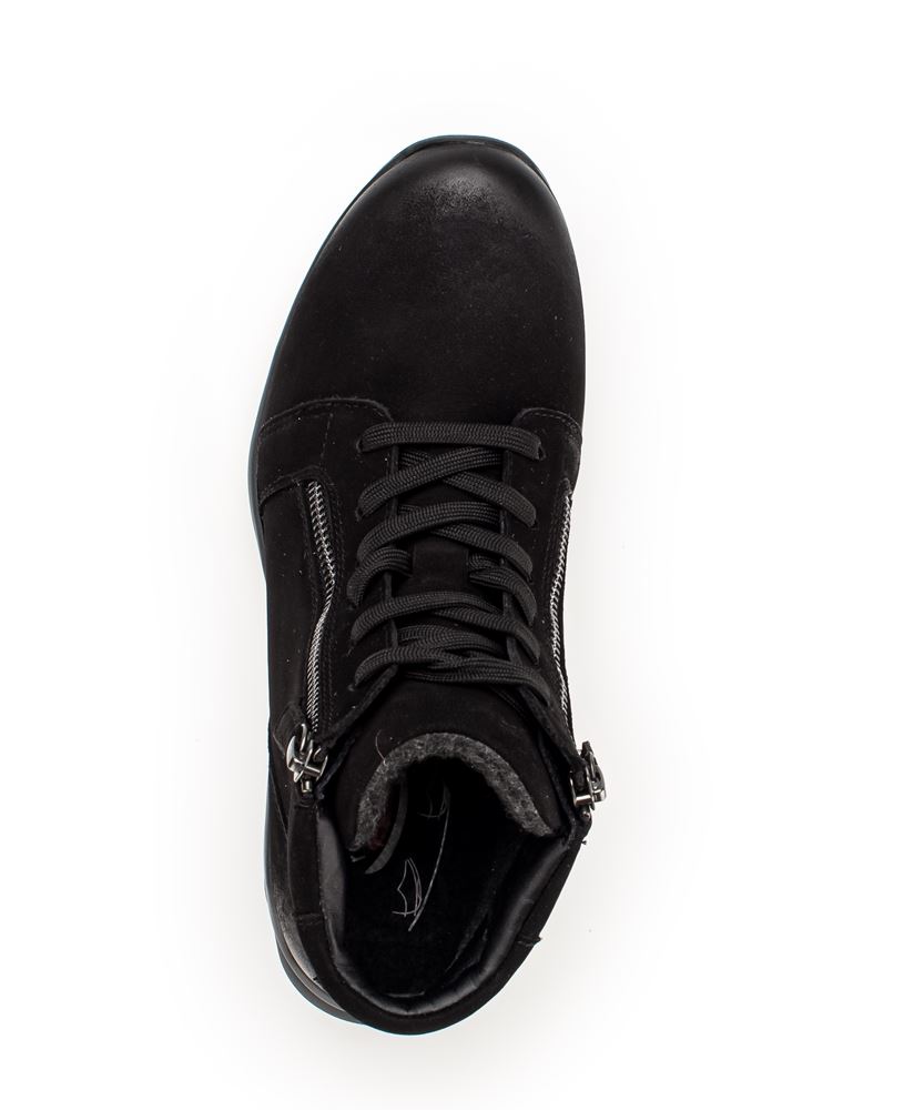 Gabor rollingsoft Schnürstiefelette Schnürboots Rauleder Wechselfußbett schwarz S23 36.868.47 